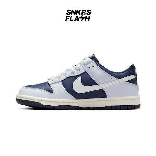 NIKE Dunk Low Football Grey Midnight Navy (Gs) Sepatu Sneakers Unisex - Fb9109002 - Size 37.5