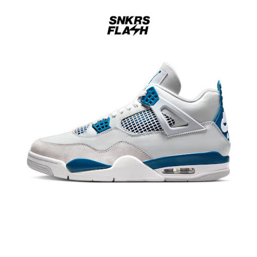 NIKE Air Jordan 4 Retro White Military Blue Sepatu Sneakers Pria - Fv5029141 - Size 45.5