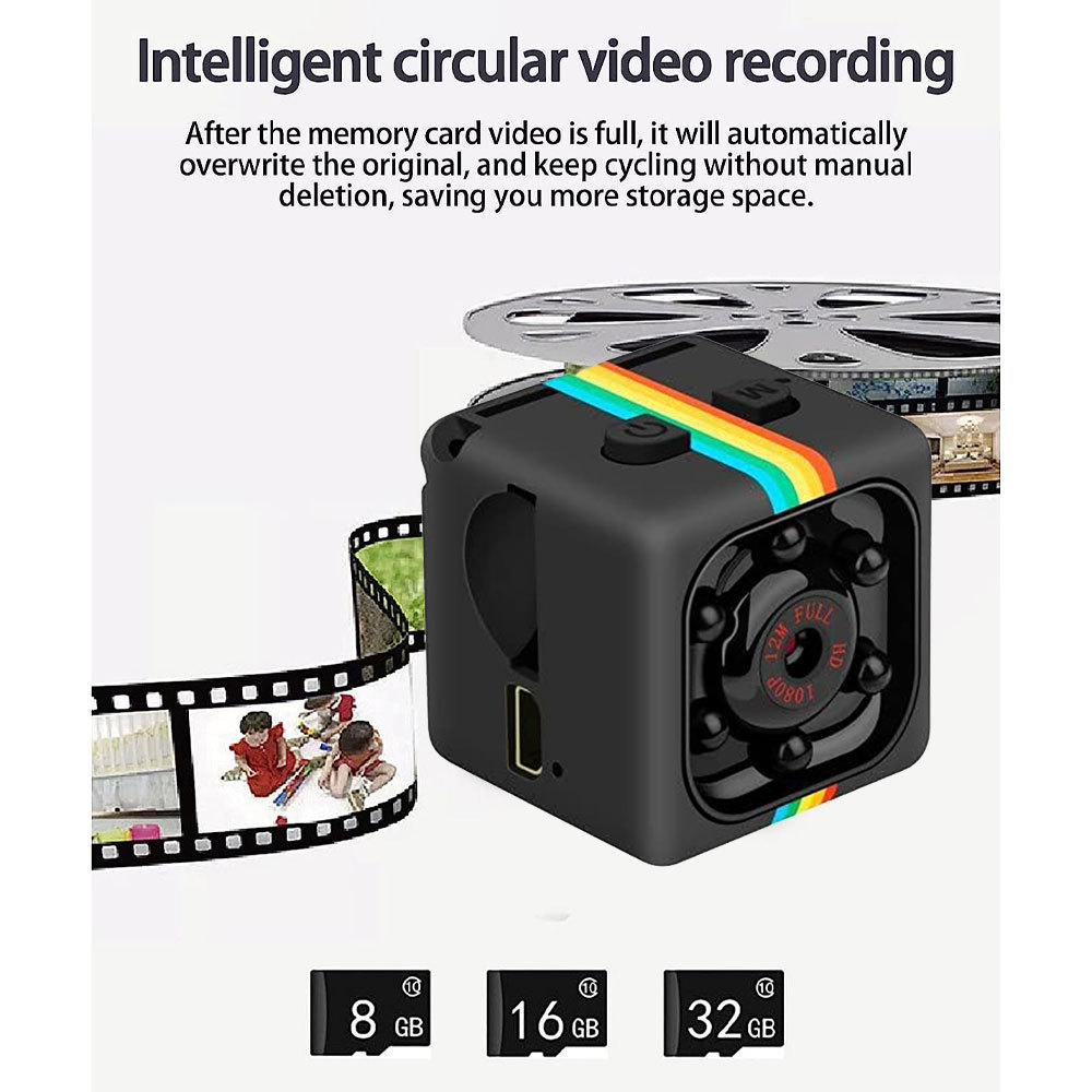 COD - Perciron Kamera Mini Pengawas Cctv Outdoor Fhd 1080p Sq11 Black
