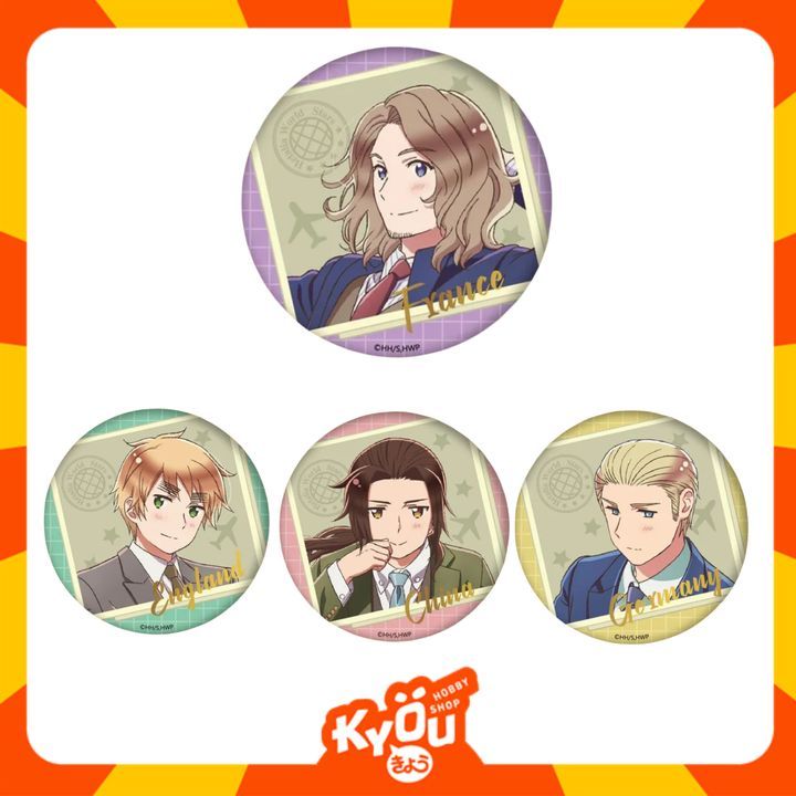 Germany - England - France - China Foil Stamped Badge - Hetalia World Stars
