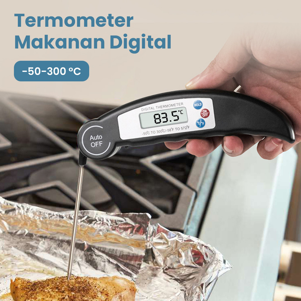 Termometer Makanan Tusuk Minyak Goreng Daging Kopi Susu Foldable Digital Probe Cooking Thermometer