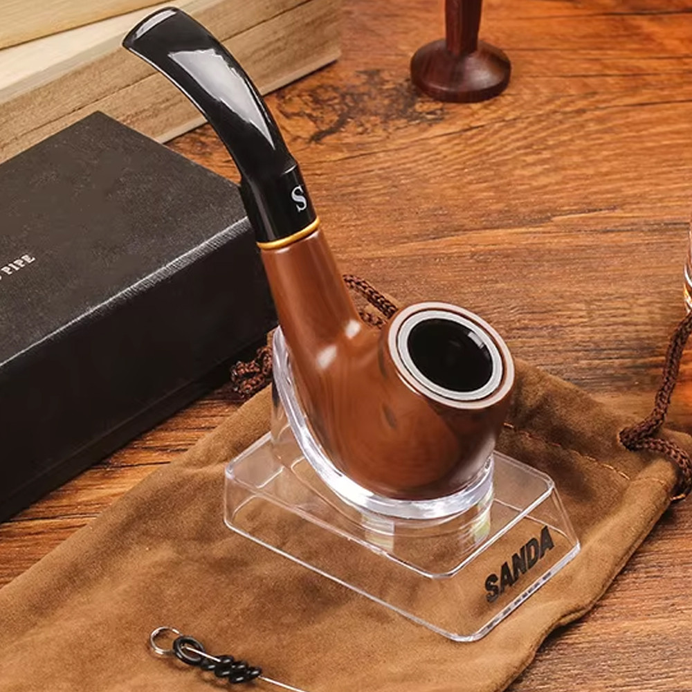 SANDA Pipa Rokok Tembakau Cangklong Tobacco Pipe Resin Ebony Wood - SD103
