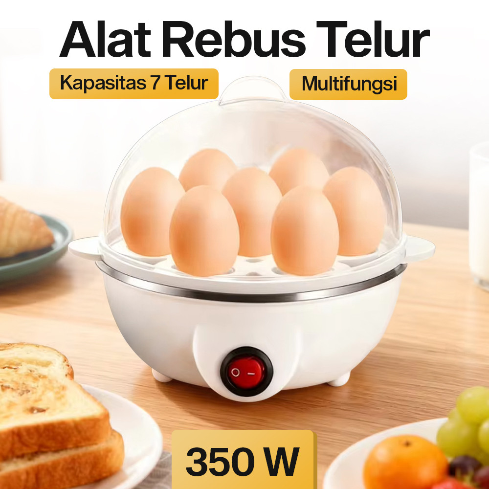 Alat Rebus Telur Elektrik 7 Butir Egg Boiler Steamer 350W Mesin Kukus Dimsum Otomatis Cepat Mini