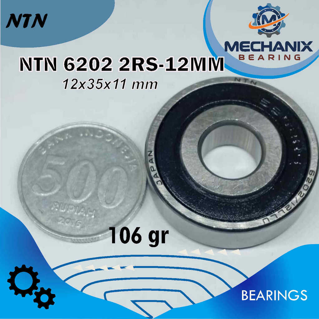 Bearing Laher NTN 6202 2RS 12MM Original Tutup Karet (Japan) - Klaher Roda Presisi Tinggi