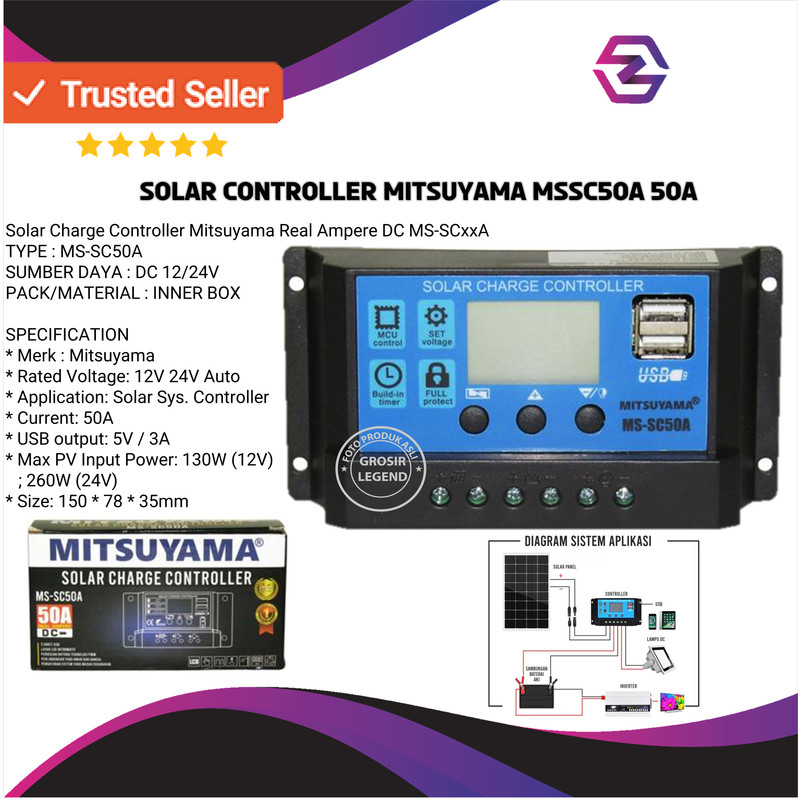 Solar Controller Mitsuyama Solar Charger Controller MS-SC50A