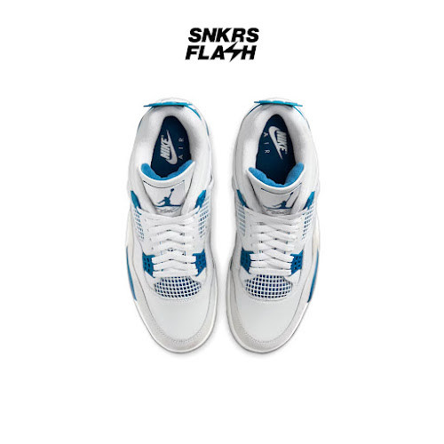 NIKE Air Jordan 4 Retro White Military Blue Sepatu Sneakers Pria - Fv5029141 - Size 45.5
