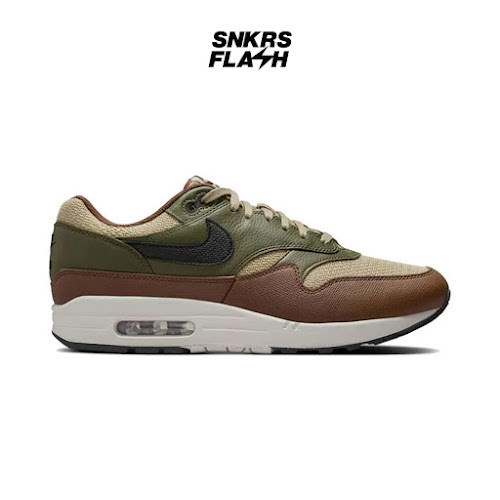 NIKE Air Max 1 Ess Prm Neutral Olive Black Sepatu Sneakers Pria - Hf1516200 - Size 45.5