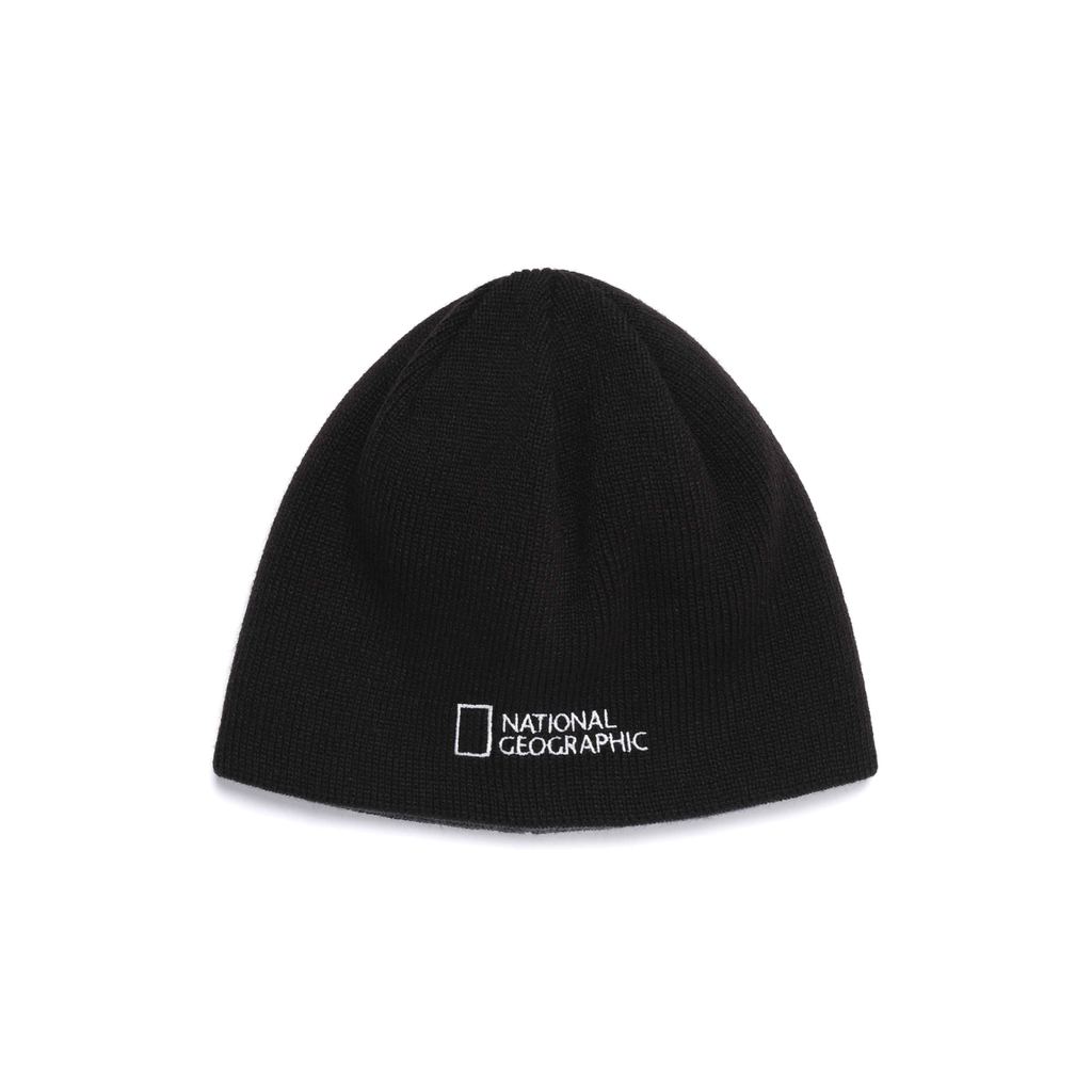 National Geographic Reversible Beanie Black Black - Topi Hitam