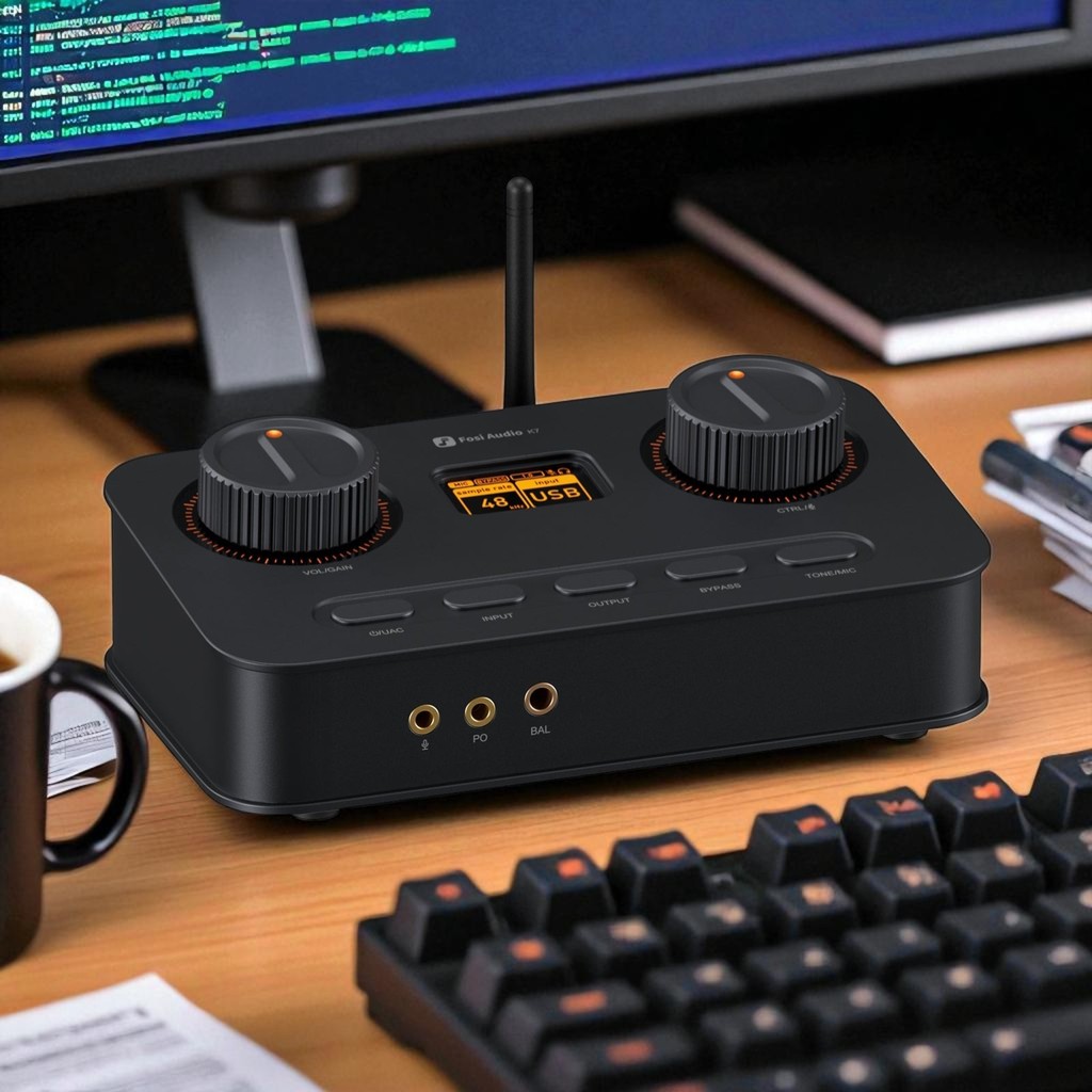 Fosi Audio Amplifier Headphone Hi-Fi Gaming DAC Bluetooth LCD Display - K7