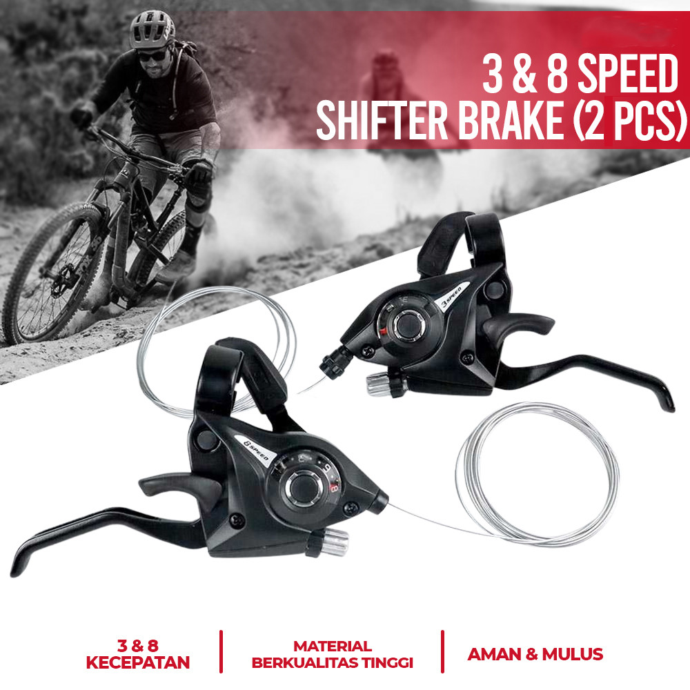 Handle Rem Sepeda Shifter Speed 3 8 Pilihan Gigi Gear Set Kompatibel MTB City Bike Cycling