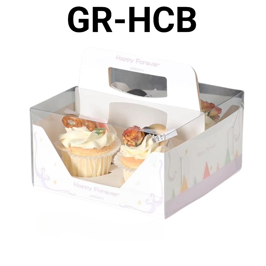 GR-HCB Mika box packaging korean kotak mika handled cupcake muffin cake yamama baking (Packaging)