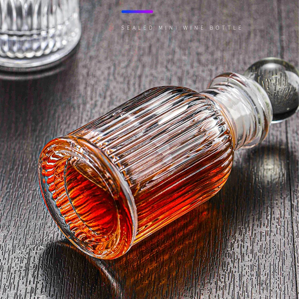 Wadah Botol Kaca Whisky Decanter 200ml Bitter Bottle Scotch Liquor Minuman Alkohol Bar Pesta Stopper