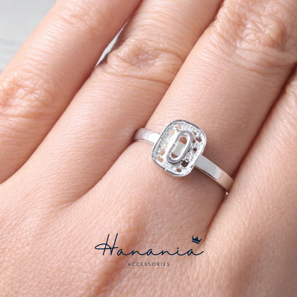 Hanania - Jewelry Cincin Silver / Perak, H107 Cincin Bentuk Huruf O, Filigree, Cincin bisa dipakai p