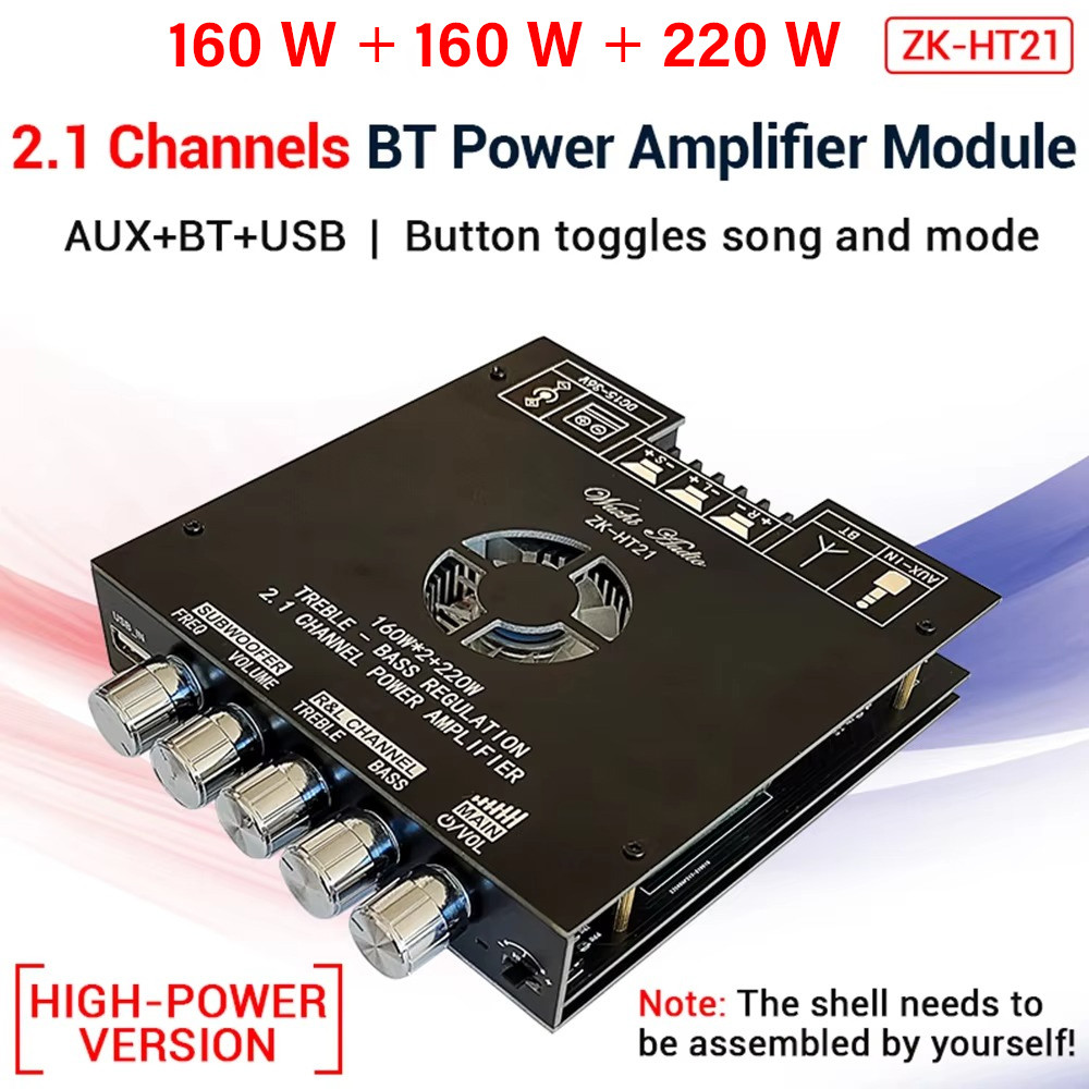 Amplifier Board Audio Bluetooth USB 2.1 Channel DIY - ZK-HT21