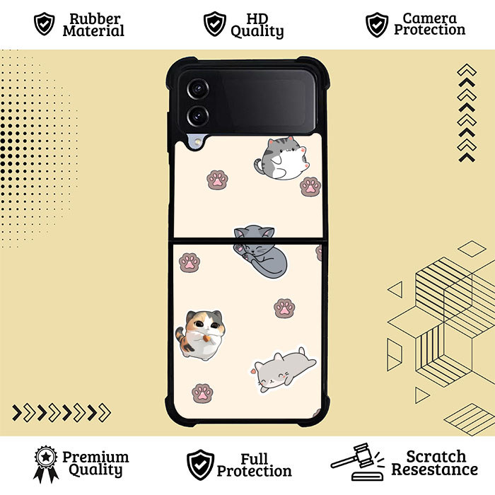 Hybird Case Custom Case Samsung Galaxy Z Flip 7 6 5 4 3 5GKitty Paw Pattern ZR0168 Case Cover