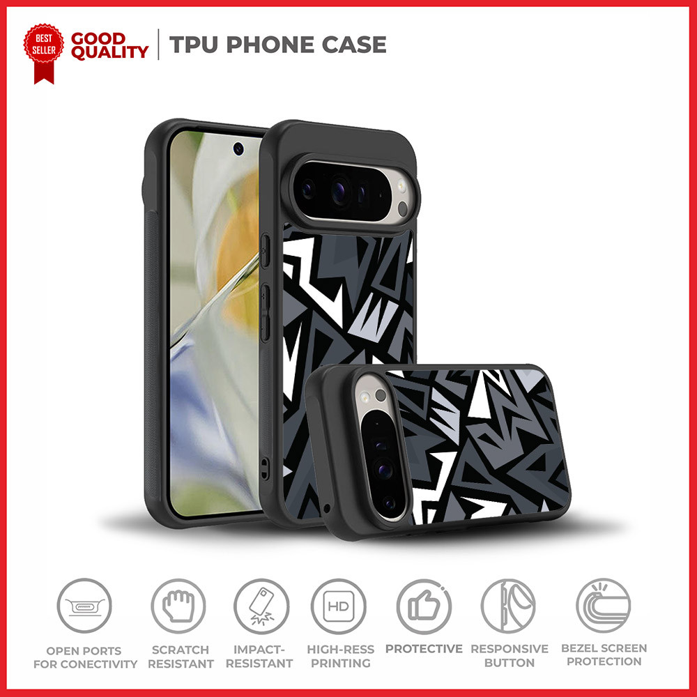 Case Casing Google Pixel 10 9 8 7 6 5 A Pro XL Fold Geometric Dark Camo Polygon Edge AH0408 Custom N