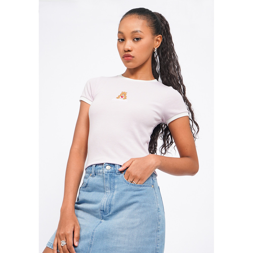 COLORBOX Care Bears Contrast Hem Crop T-Shirt Lt. Pink