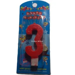 Lilin Merah Angka 3