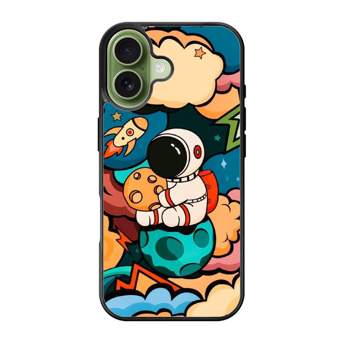 Case Casing Hybrid Custom iPhone 17 16 15 14 13 12 11 Pro Max Plus Mini Air SE Astronout Art FX0069