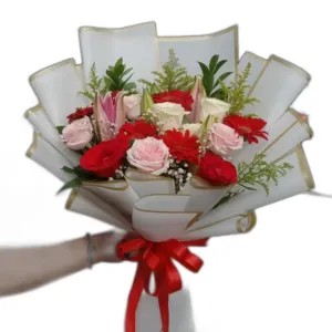 buket lili nuansa merah