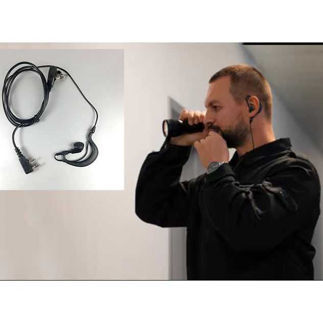 Headset Mic Walkie Talkie PTT Single Earpiece 2 Pin Hitam