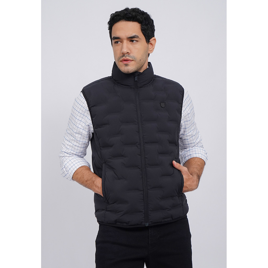 WOOD Slim Fit Water Repellent Vest 2-VSIOTD126B003 BLACK