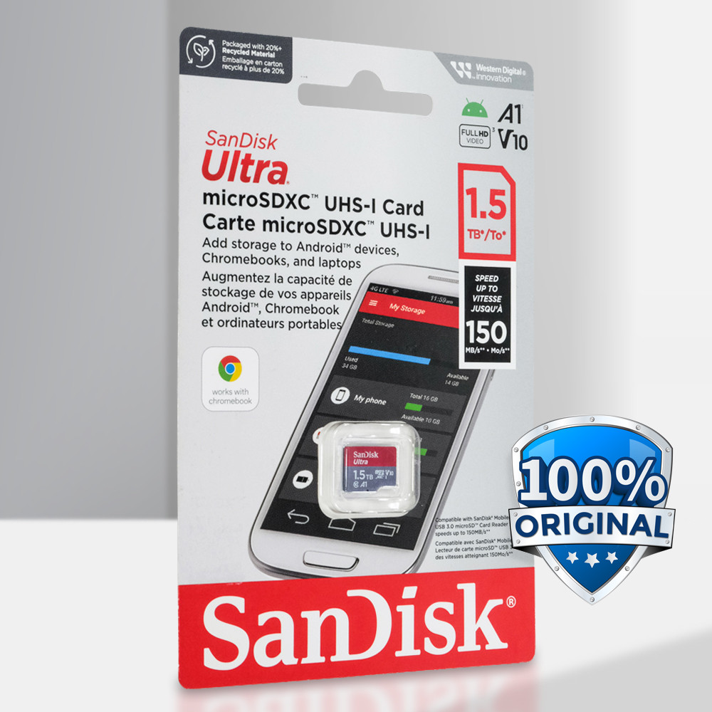Kartu SD SanDisk Ultra microSDXC Card UHS-I Class 10 A1 150MB/s 1.5TB - SDSQUAC-1T50-GN6MN