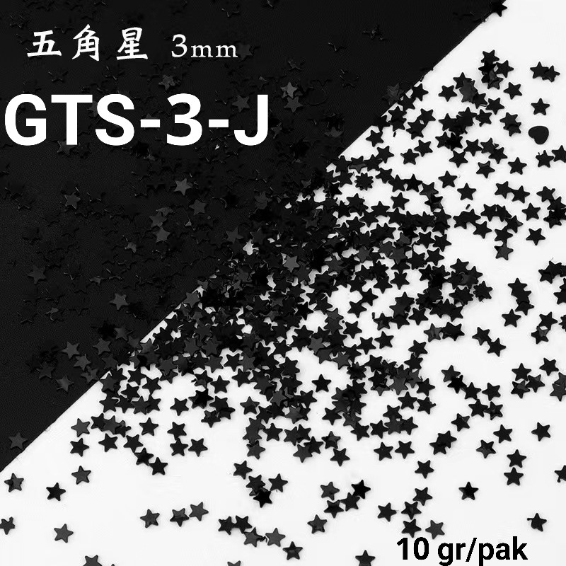 GTS-3 Glitter payet mote monte hiasan dummy cake make up nail art bintang 3mm 10gr gold merah hijau 