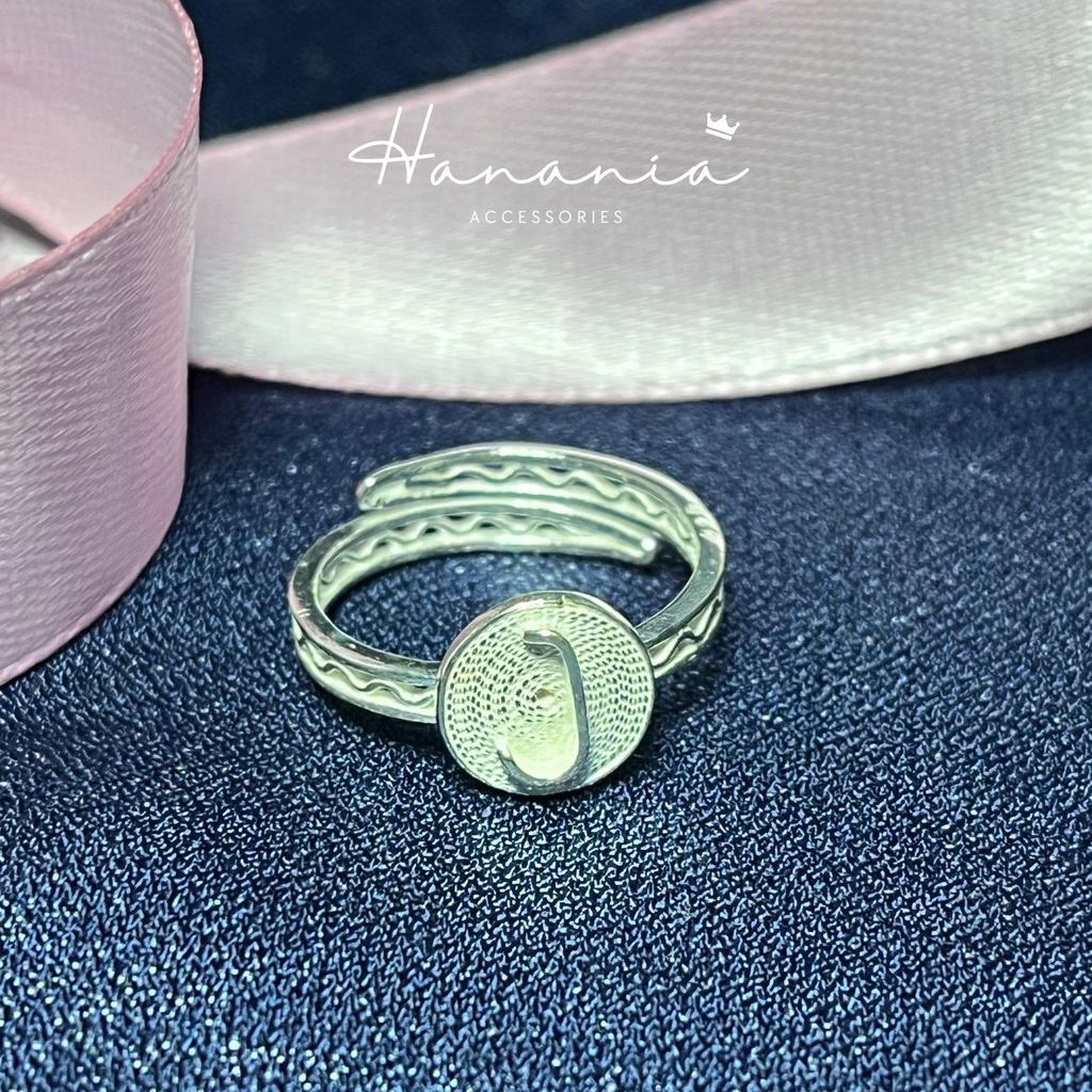 Hanania - Jewelry Cincin Silver / Perak, H086 Cincin Motif Huruf J, Filigree, Cincin bisa dipakai pr