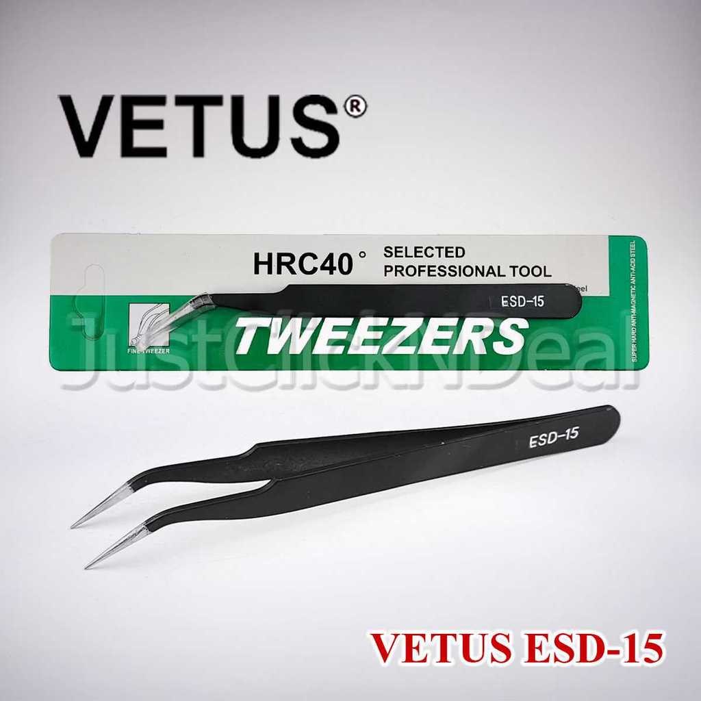 PINSET TWEEZER VETUS ESD-15 BENGKOK HITAM VAPE EYELASH NAILART