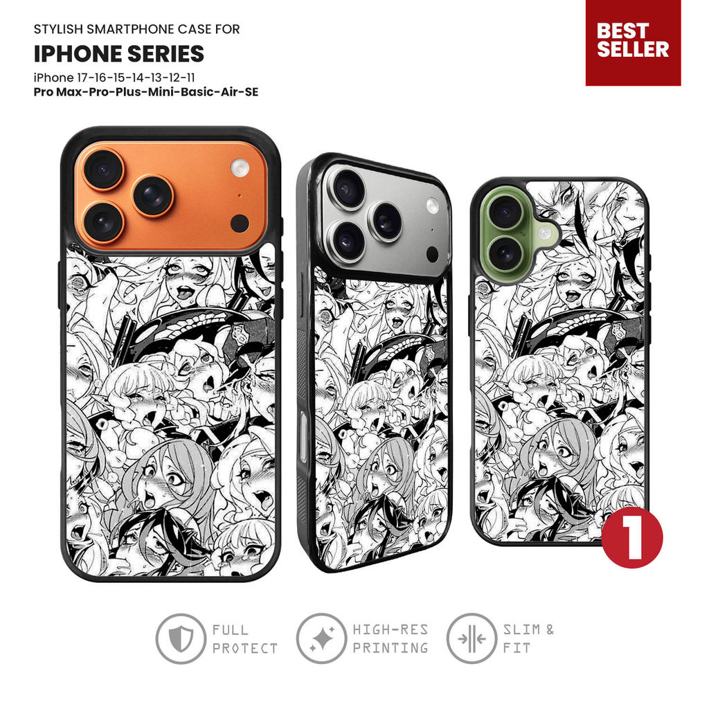 Case Softcase Hardcase Hybrid TPU Custom iPhone 17 16 15 14 13 12 11 Pro Max Plus Mini Ahegao Face M