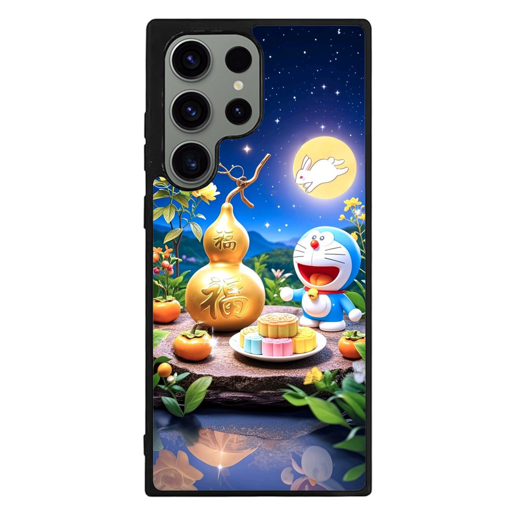 Hybrid Case Casing Samsung Galaxy S25 Ultra S24 S23 S22 S21 S20 Ultra Plus FE Doraemon Night