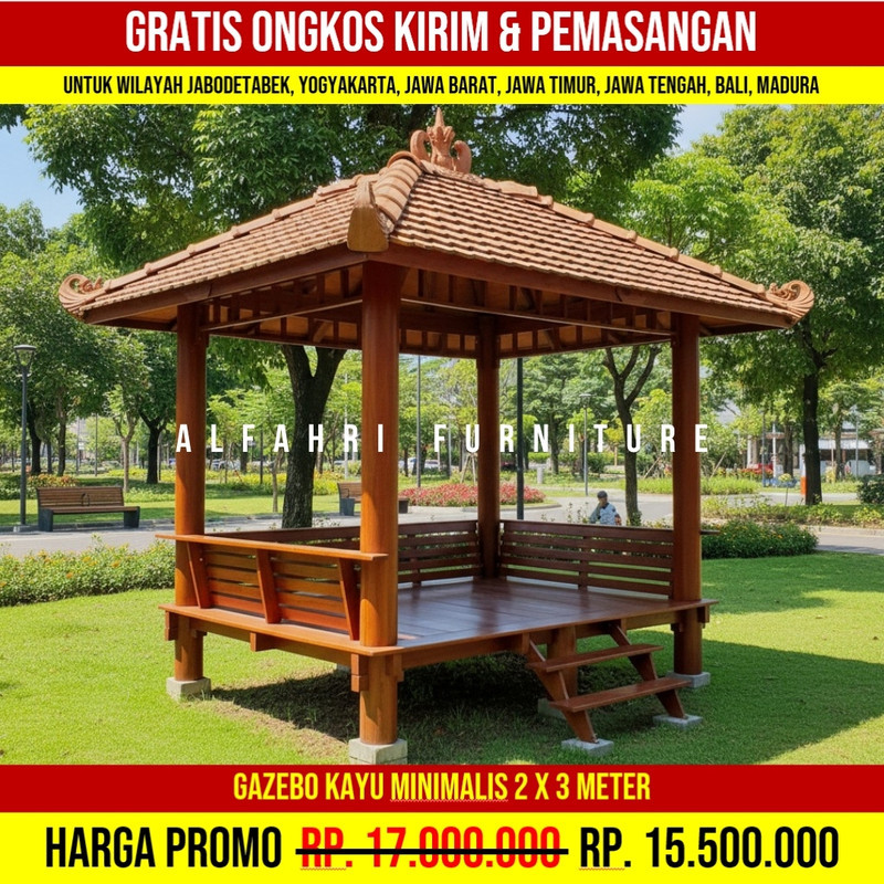 Gazebo Minimalis Untuk Rumah Kekinian 2x3 Atap Genteng Sirap