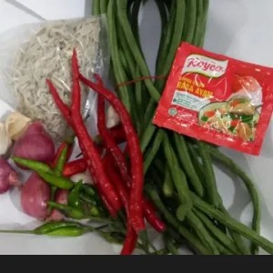 paket tumis kacang panjang+ teri medan + royco 1 paket+