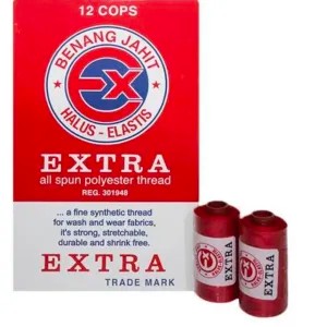 benang warna merah merk extra satu biji