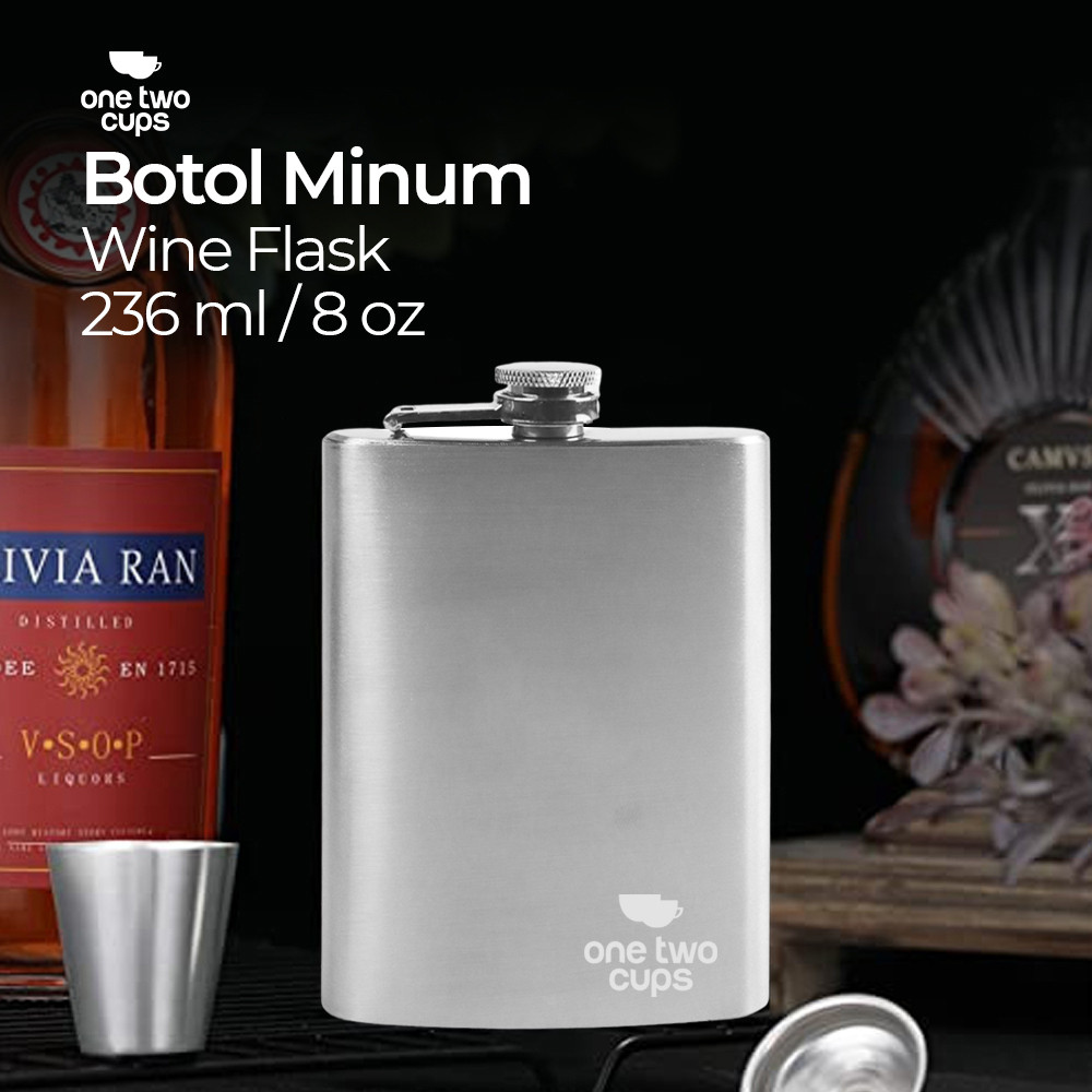 Hip Flask Botol Minuman Keras Stainless Steel 201 Tahan Karat Alkohol 8oz 236ml Saku Praktis