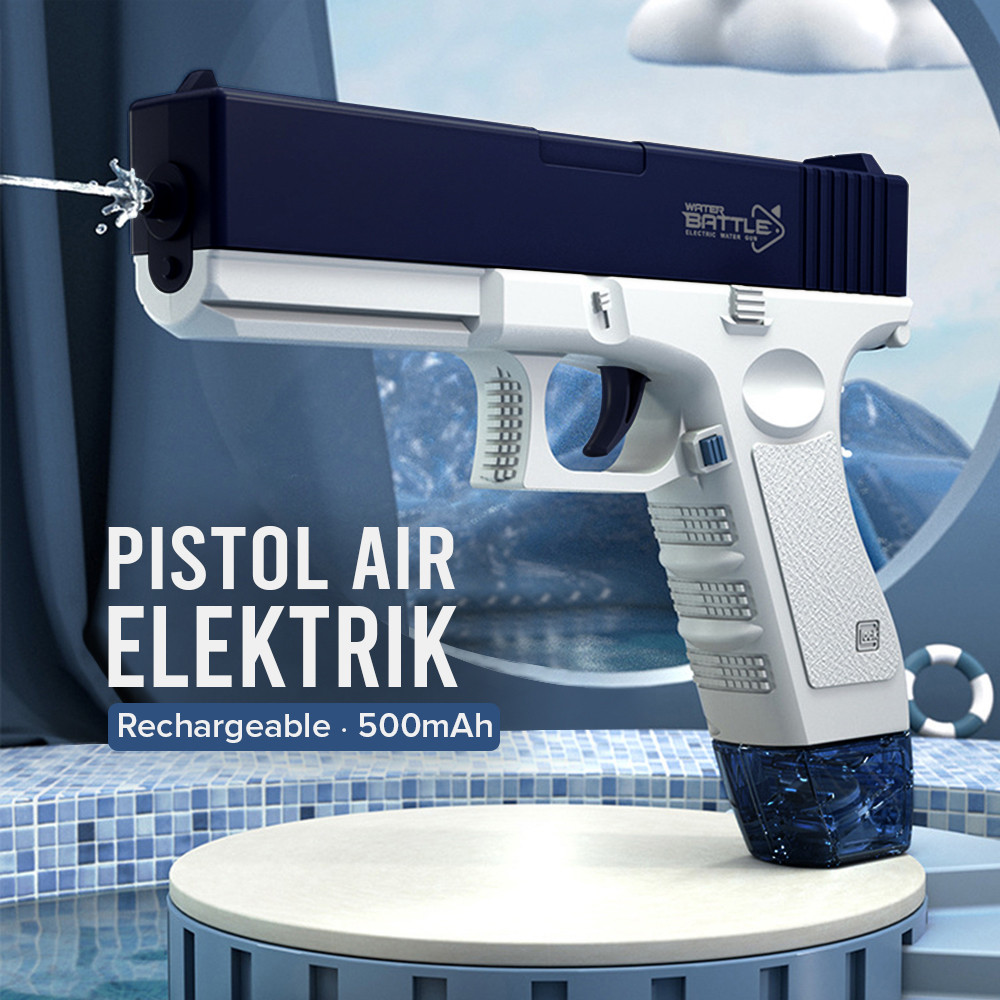 Pistol Air Mainan Elektrik Otomatis Water Gun Baterai Rechargeable Jarak Jauh