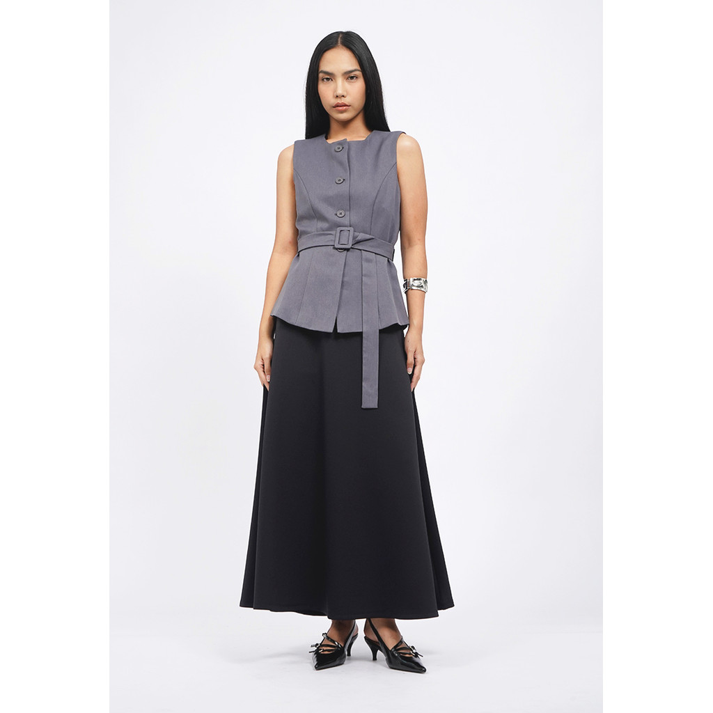 Executive Regular Fit Flared Maxi Skirt Black