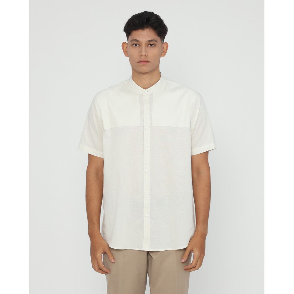Erigo Koko Shanghai Premium Short Sleeve Rizqullah White - Baju Koko Lengan Pendek Premium Katun Lin