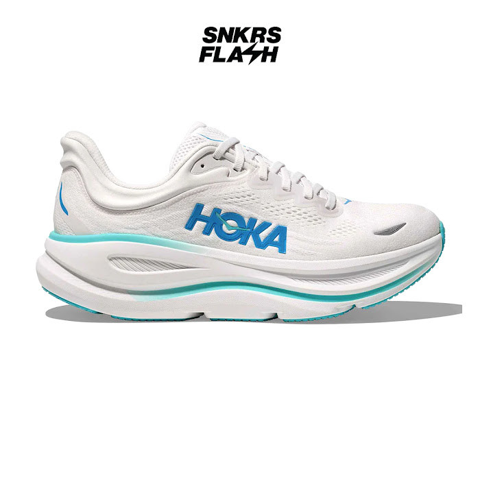 HOKA ONE ONE Bondi 9 White Blue Sepatu Lari Pria - 1162011WKB - Size 45.3