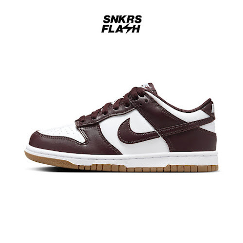 NIKE Dunk Low Bg White Burgundy Crush Gum Sepatu Sneakers Pria - Hj9282100 - Size 38