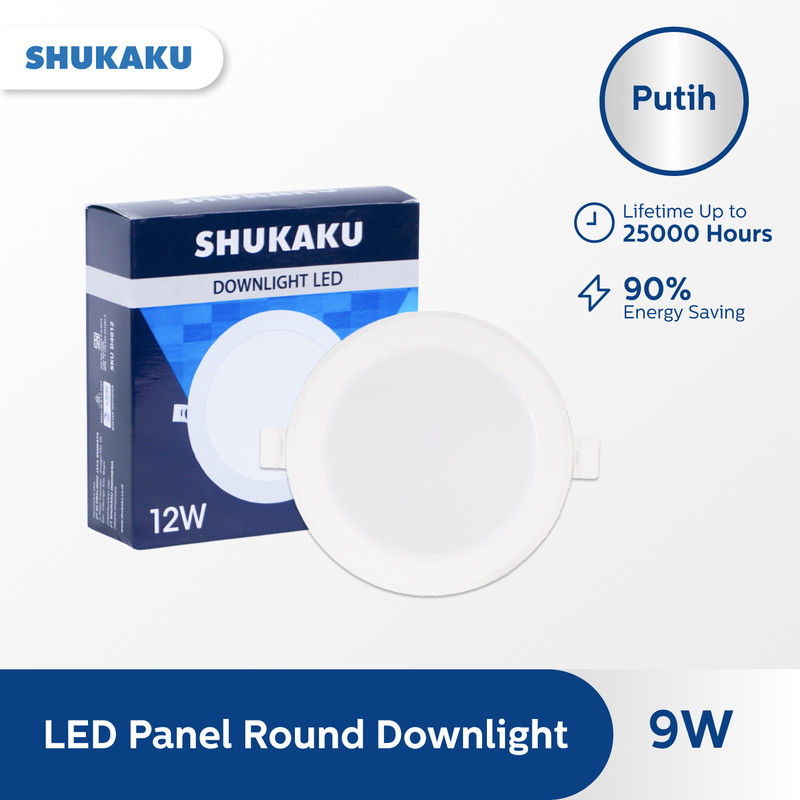 SHUKAKU Lampu Downlight Led  9 Watt Cahaya Putih 6500K