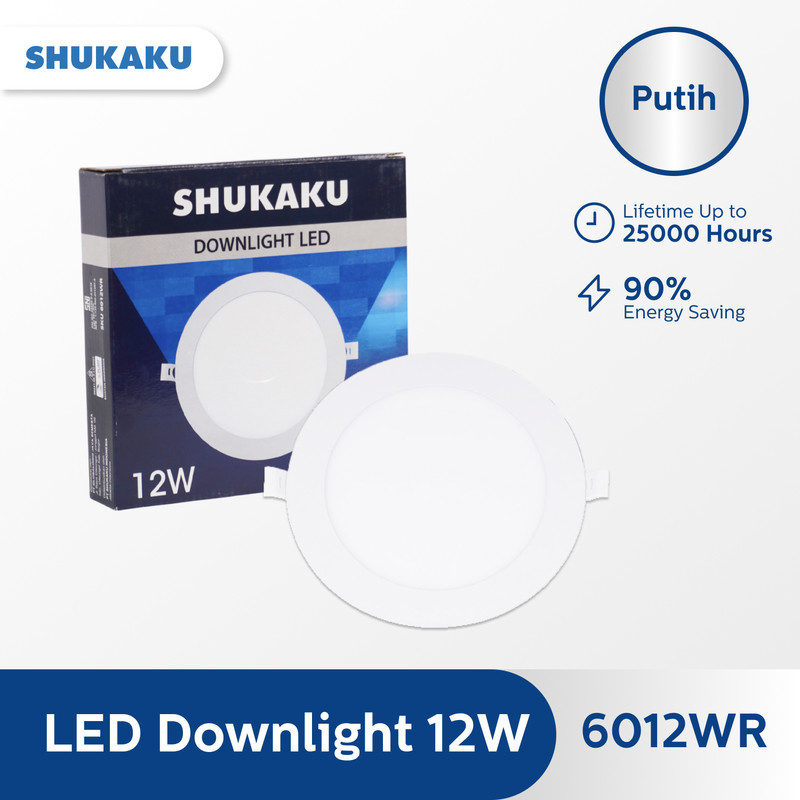 SHUKAKU Lampu Downlight Led  12 Watt Cahaya Putih 6500K