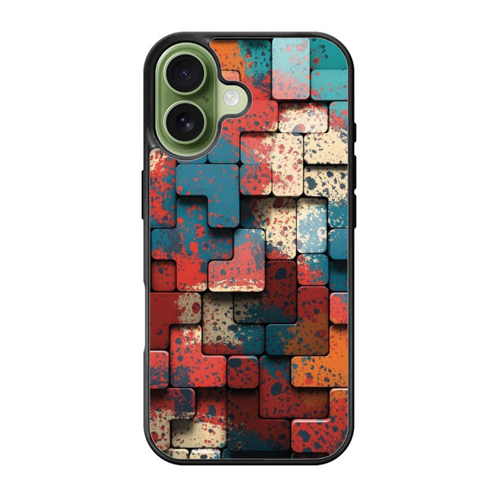 Case Casing Hybrid Custom iPhone 17 16 15 14 13 12 11 Pro Max Plus Mini Air SE Splattered Geometry F