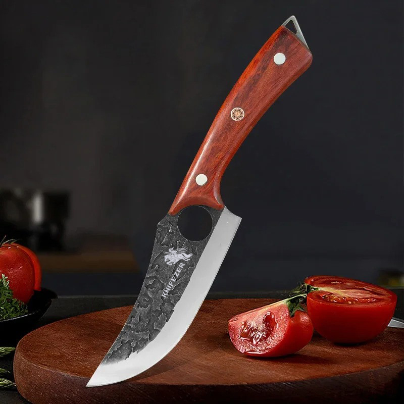 Pisau Potong Daging Butcher Knife Forged Stainless Sarung Kulit Tajam Jagal Seset Pemisah Tulang