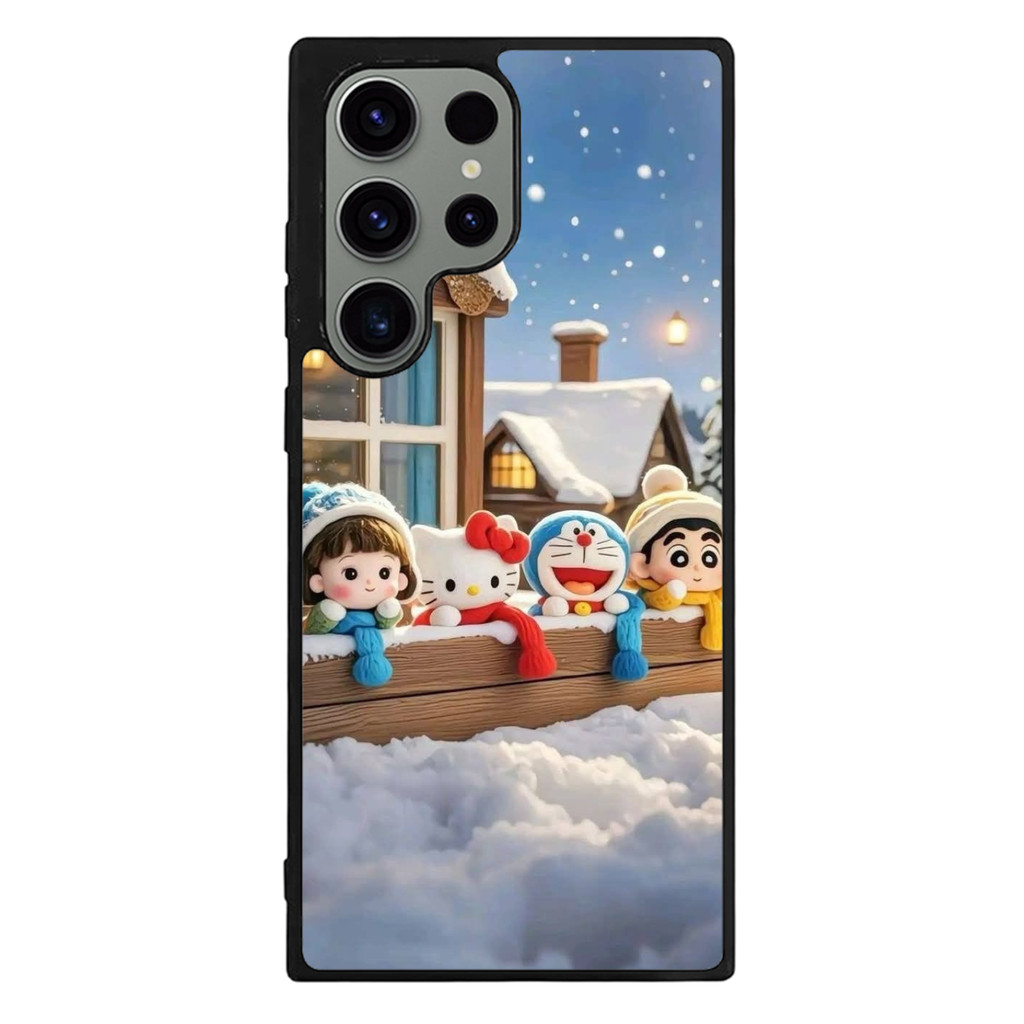 Hybrid Case Casing Samsung Galaxy S25 Ultra S24 S23 S22 S21 S20 Ultra Plus FE Doraemon Snow