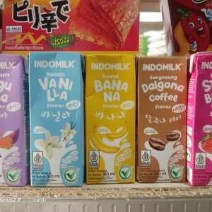 Indomilk 180ml Goguma, Vanilla, Banana, Dalgona Coffe, dan Strawberry
