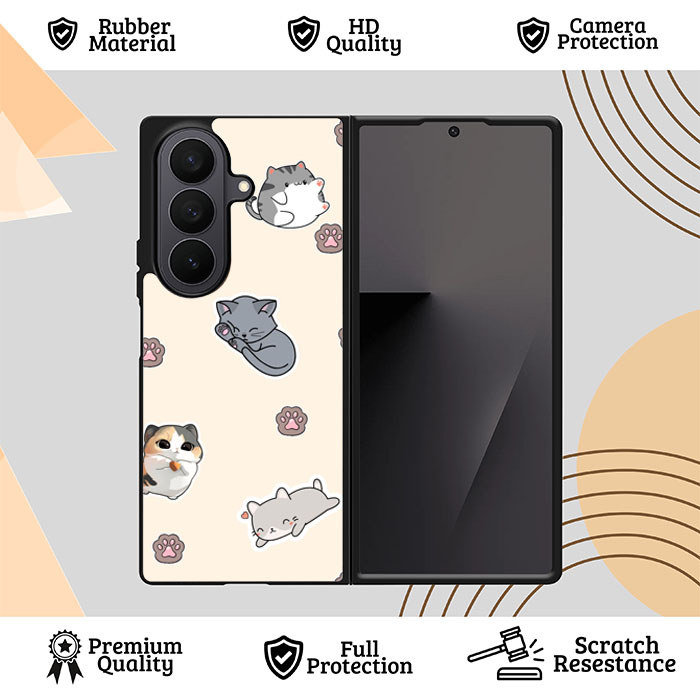 Hybird Case Custom Case Samsung Galaxy Z Fold 7 6 5 4 3 5GKitty Paw Pattern ZR0168 Case Cover