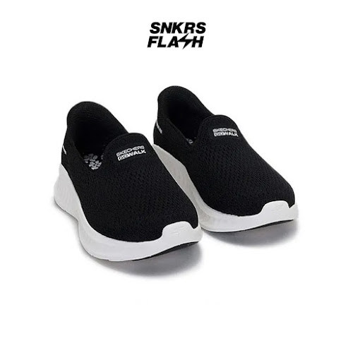 SKECHERS GO Walk Now Black White Sepatu Casual Wanita  - 125644BKW - Size 37.5