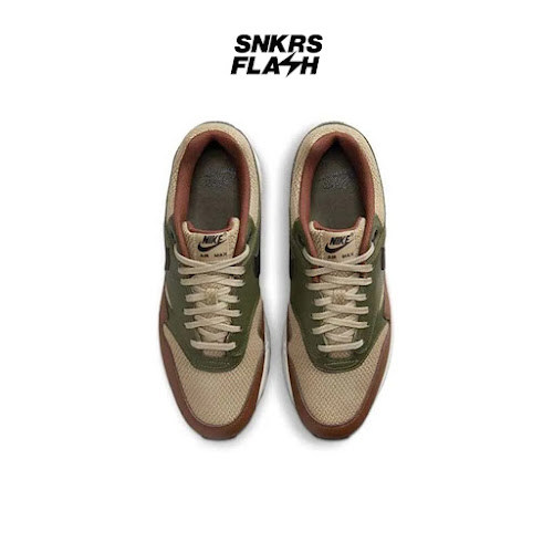 NIKE Air Max 1 Ess Prm Neutral Olive Black Sepatu Sneakers Pria - Hf1516200 - Size 45.5